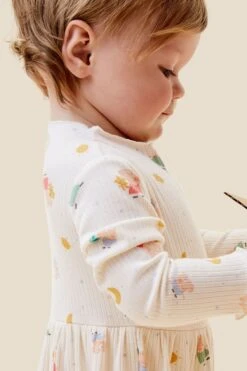 Mori Cremefarbenes Geripptes Peppa Pig Print Lettuce Kleid -MONSON Kleidung Geschaft B10500s3