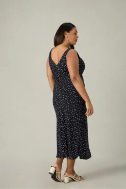 Live Unlimited Curve Gepunktetes, Asymmetrisches Kleid, Schwarz -MONSON Kleidung Geschaft B10944s3