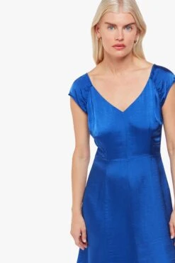 Whistles Arie Kleid In Kurzgröße Mit Verdrehtem Design, Kobaltblau -MONSON Kleidung Geschaft B25049s3