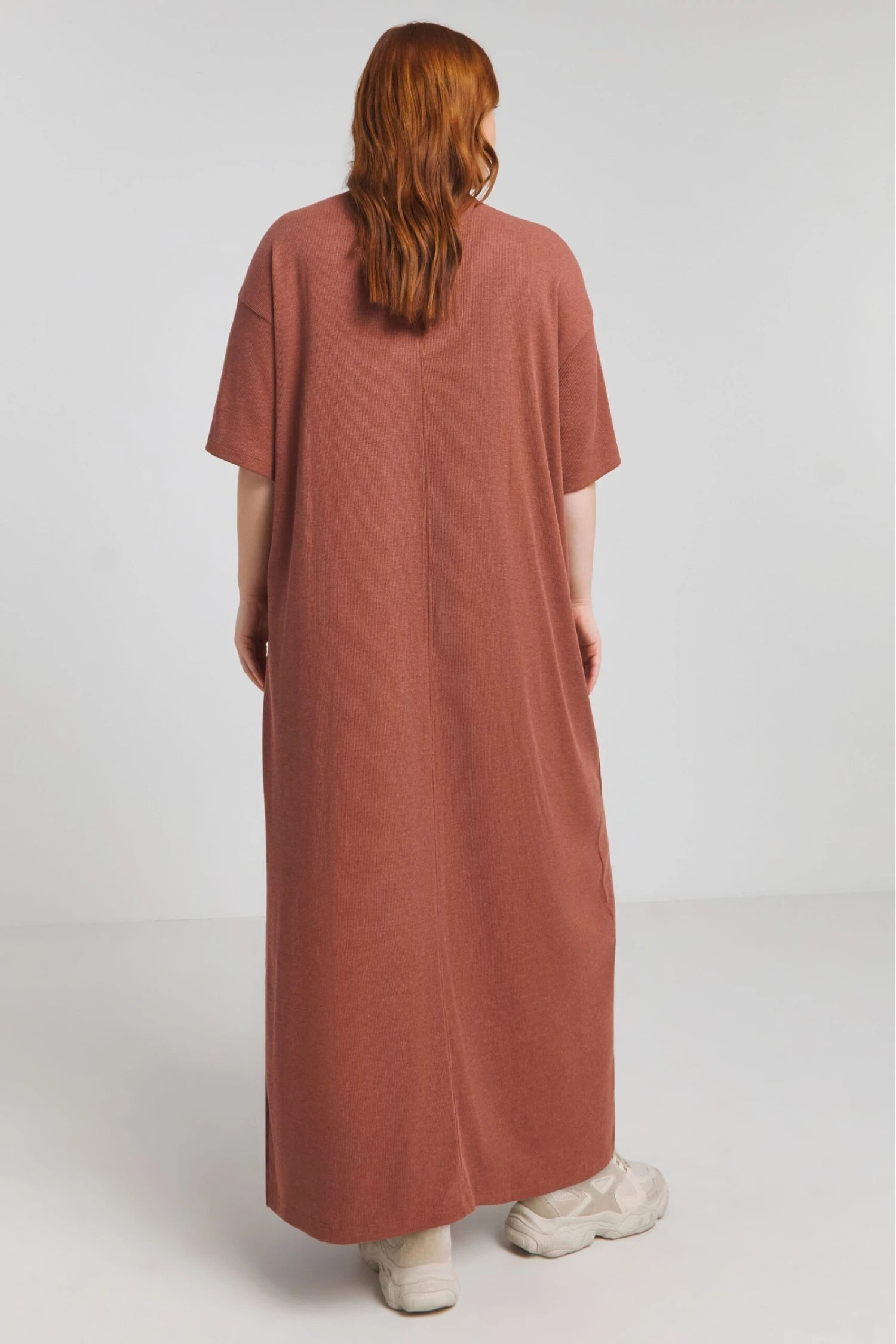 Simply Be Weiches, Geripptes Maxi-T-Shirt-Kleid, Pink 5 Simply Be Weiches, Geripptes Maxi-T-Shirt-Kleid, Pink – Bild 3