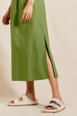 Albaray Kleid Mit Elastikbund Und V-Ausschnitt, Grün -MONSON Kleidung Geschaft B29960s4