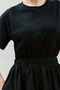 Albaray T-Shirt-Kleid Aus Webmix, Schwarz -MONSON Kleidung Geschaft B33054s4