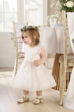 Mamas & Papas Weißes Kleid Mit Organza-Blüten