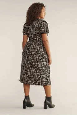 Evans Curve Gepunktetes Kleid Mit Knopfleiste, Schwarz/Natur -MONSON Kleidung Geschaft B60428s3