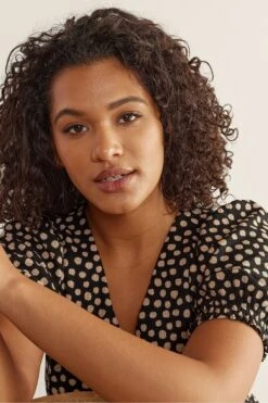 Evans Curve Gepunktetes Kleid Mit Knopfleiste, Schwarz/Natur -MONSON Kleidung Geschaft B60428s5