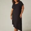 Live Unlimited Asymmetrisches Kleid Aus Jersey, Schwarz -MONSON Kleidung Geschaft B63833s
