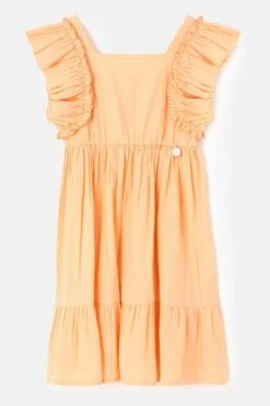 Angel & Rocket Simone Strukturiertes Kleid Mit Rüschendetails, Orange -MONSON Kleidung Geschaft B65087s4