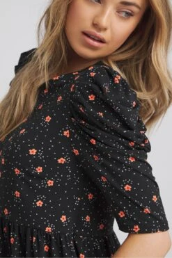 Simply Be Superweiches, Gesmoktes Kleid, Schwarz -MONSON Kleidung Geschaft B70 565s4