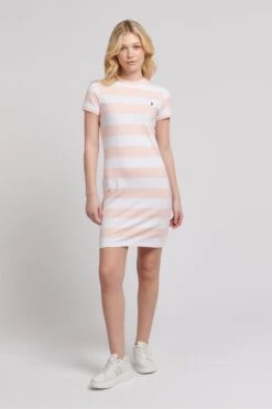 U.S. Polo Assn. Damen Gestreiftes T-Shirt-Kleid -MONSON Kleidung Geschaft B70513s3