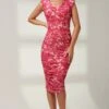 Jolie Moi Pamela Figurbetontes Mesh-Kleid Mit Raffung, Rosa -MONSON Kleidung Geschaft B80616s