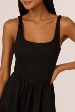 Adrianna Papell Kurzes Kleid Aus Stretch-Baumwolle, Schwarz -MONSON Kleidung Geschaft B83110s4