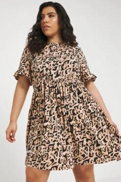 Simply Be Superweiches, Gesmoktes Kleid Mit Animal-Print