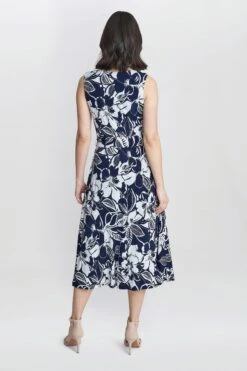 Gina Bacconi Denise Fit Blau Und Ausgestelltes Jersey Kleid -MONSON Kleidung Geschaft B89815s3