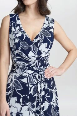 Gina Bacconi Denise Fit Blau Und Ausgestelltes Jersey Kleid -MONSON Kleidung Geschaft B89815s5