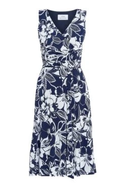 Gina Bacconi Denise Fit Blau Und Ausgestelltes Jersey Kleid -MONSON Kleidung Geschaft B89815s6