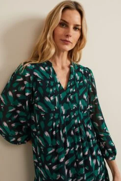 Phase Eight Penele Kleid Mit Abstraktem Muster, Grün -MONSON Kleidung Geschaft B93093s4