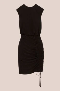 Adrianna Papell Kurzes Kleid Mit Raffung Und Bindeband, Schwarz -MONSON Kleidung Geschaft B94482s6