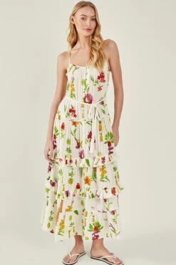 Accessorize Kleid Mit Spaghettiträgern Und Botanischem Muster, Weiß