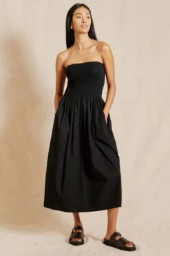 Albaray Bandeau-Kleid Aus Webmix, Schwarz