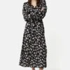Jigsaw Grunge Kleid Mit Blumenmuster Und Gürtel, Schwarz -MONSON Kleidung Geschaft B97352s