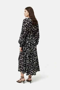 Jigsaw Grunge Kleid Mit Blumenmuster Und Gürtel, Schwarz -MONSON Kleidung Geschaft B97352s5