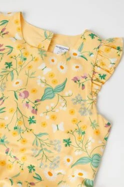 Polarn O Pyret Geblümtes Kleid Aus Biobaumwolle, Gelb -MONSON Kleidung Geschaft B99971s4