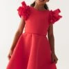 Baker By Ted Baker Gerüschtes Scuba-Kleid Mit Prägung, Rot -MONSON Kleidung Geschaft C27588s