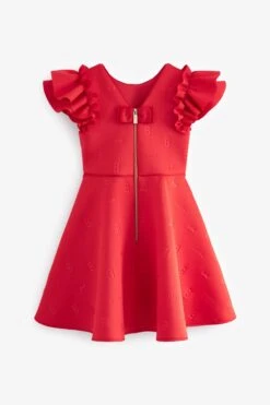 Baker By Ted Baker Gerüschtes Scuba-Kleid Mit Prägung, Rot -MONSON Kleidung Geschaft C27588s10