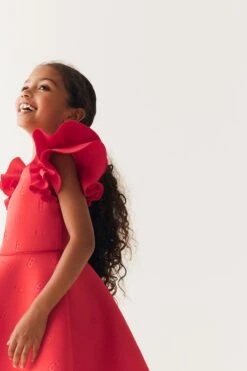 Baker By Ted Baker Gerüschtes Scuba-Kleid Mit Prägung, Rot -MONSON Kleidung Geschaft C27588s6