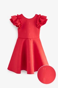 Baker By Ted Baker Gerüschtes Scuba-Kleid Mit Prägung, Rot -MONSON Kleidung Geschaft C27588s8