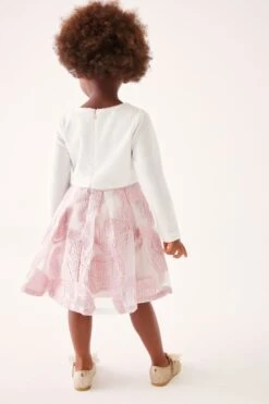 Baker By Ted Baker Langärmeliges Jacquard-Kleid Mit Schleife, Rosa -MONSON Kleidung Geschaft C32668s3