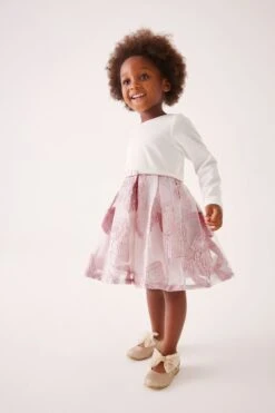 Baker By Ted Baker Langärmeliges Jacquard-Kleid Mit Schleife, Rosa -MONSON Kleidung Geschaft C32668s4