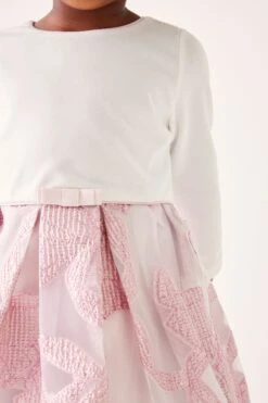 Baker By Ted Baker Langärmeliges Jacquard-Kleid Mit Schleife, Rosa -MONSON Kleidung Geschaft C32668s6