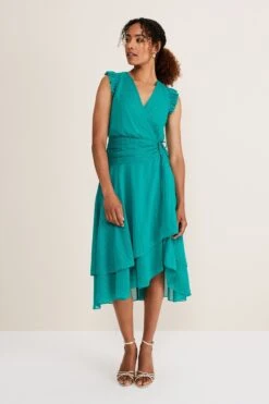 Phase Eight Cressinda Kleid Mit Rüschen, Blau -MONSON Kleidung Geschaft C37334s3