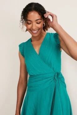 Phase Eight Cressinda Kleid Mit Rüschen, Blau -MONSON Kleidung Geschaft C37334s4