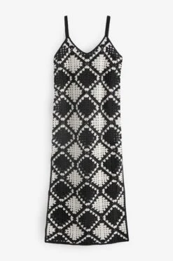 Next Schwarz/weiß - Gehäkeltes ärmelloses Midi Kleid -MONSON Kleidung Geschaft C51350s6