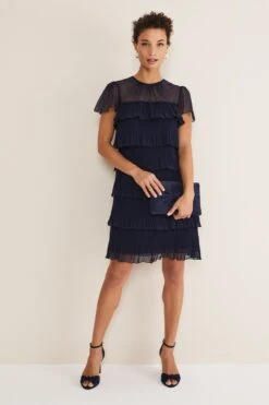 Phase Eight Mimi Plissiertes Kleid, Blau -MONSON Kleidung Geschaft C74131s3