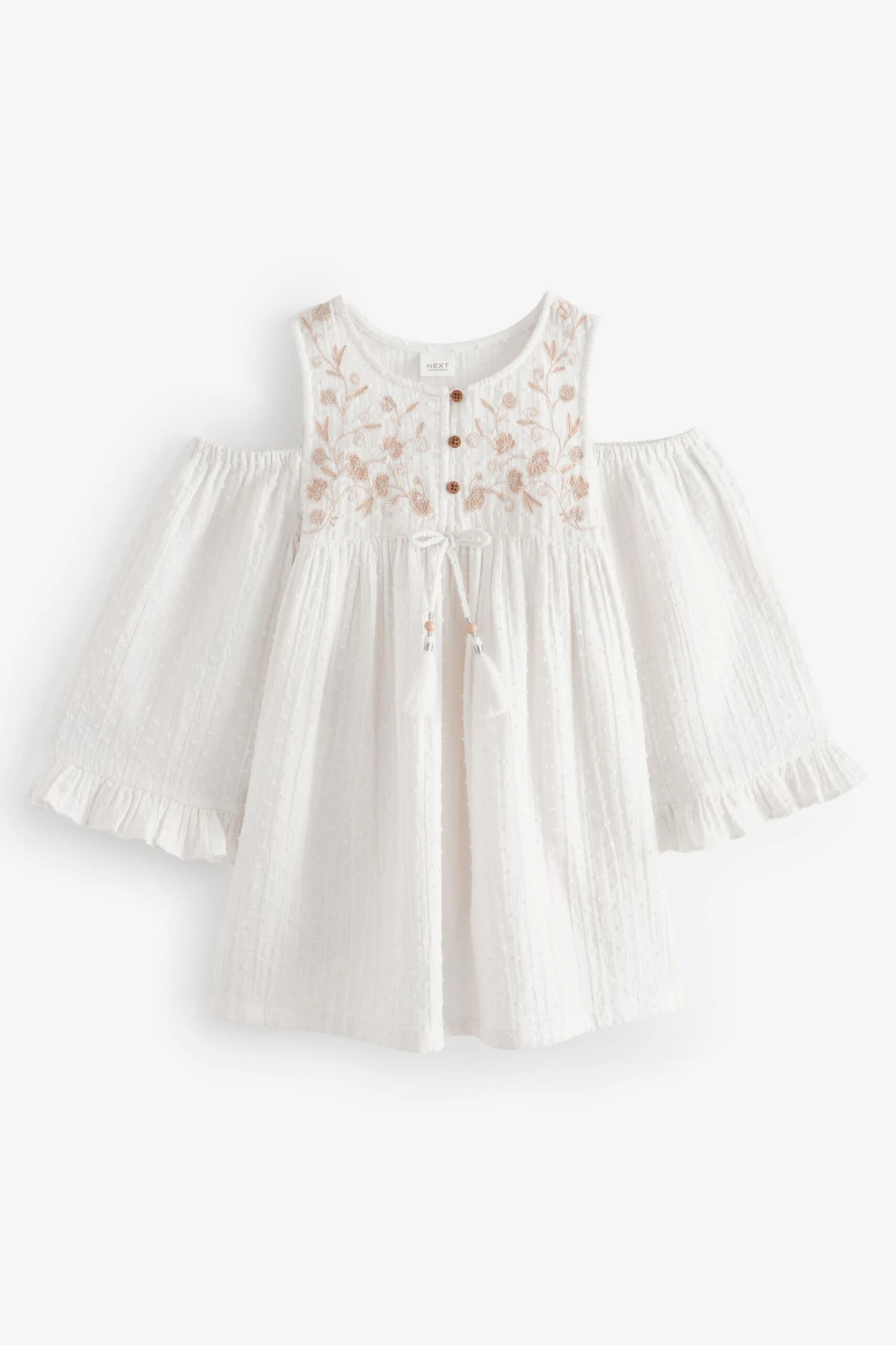 Next Creme - Kleid Mit Schulterausschnitten Und Stickerei (3–16 Jahre) 7 Next Creme - Kleid Mit Schulterausschnitten Und Stickerei (3–16 Jahre) – Bild 5