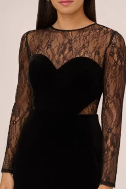 Aidan By Adrianna Papell Cocktail-Kleid Aus Samt, Schwarz -MONSON Kleidung Geschaft D23873s5