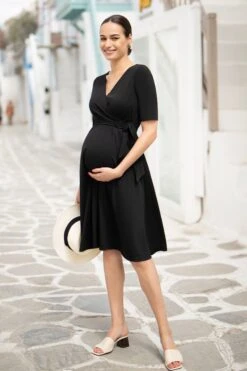 Seraphine Kleid In A-Linie Mit Wickeldesign, Schwarz -MONSON Kleidung Geschaft D29826s3