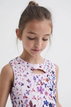 Reiss Heidi Kleid Mit Print Und Zierausschnitt -MONSON Kleidung Geschaft D51054s4