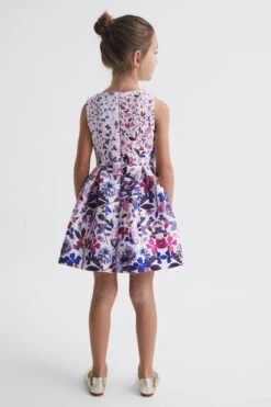 Reiss Heidi Kleid Mit Print Und Zierausschnitt -MONSON Kleidung Geschaft D51054s5