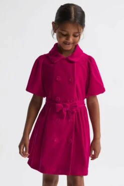 Reiss Nancy Zweireihiges Kleid Aus Samt -MONSON Kleidung Geschaft D55128s3