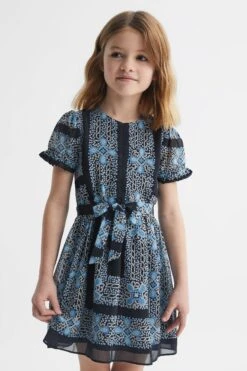 Reiss Alianna Geblümtes Kleid Mit Puffärmeln