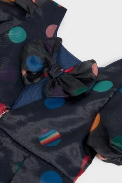 Paul Smith Junior Mädchen Artist Stripe Gepunktetes Kleid Für Besondere Anlässe, Marineblau -MONSON Kleidung Geschaft D78290s11