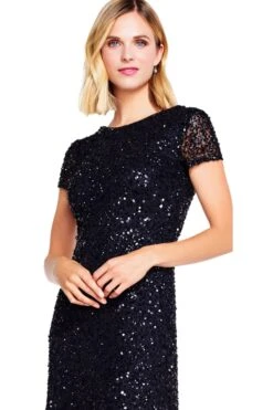 Adrianna Papell Langes Kleid Mit U-Ausschnitt, Schwarz -MONSON Kleidung Geschaft D86848s4