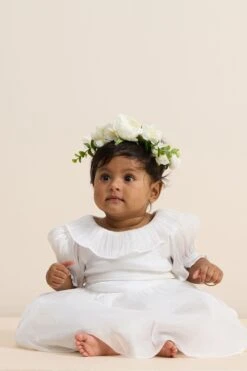 Angel & Rocket Grace Kleid Mit Rüschenkragen Und Bindeband, Creme