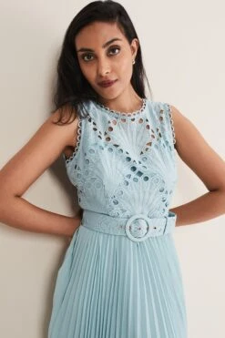 Phase Eight Amora Kleid Mit Spitzenoberteil, Kurzgröße, Grün -MONSON Kleidung Geschaft D98263s4