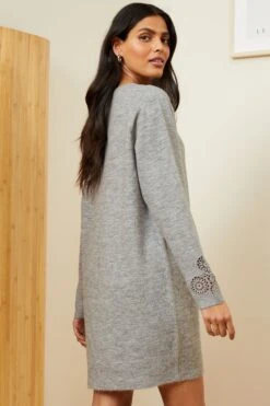 Love & Roses Langarm Strickpullover Kleid Mit Häkelmuster​​​​​​​ -MONSON Kleidung Geschaft K49642s3