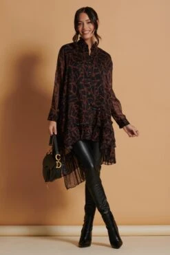 Jolie Moi Oversize-Kleid Mit Asymmetrischem Saum, Schwarz